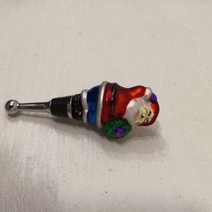 Two's Company glass Santa wine stop in box. New